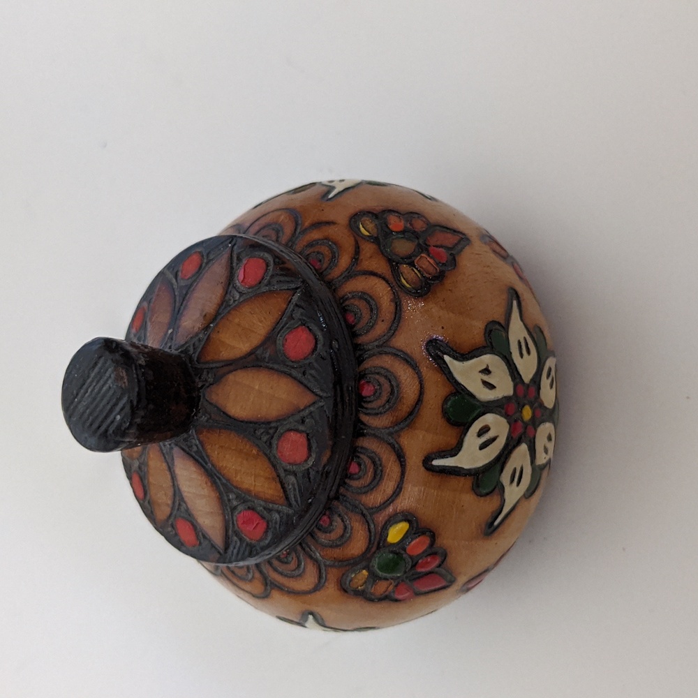 Hand carved Bavarian Wood Trinket Box
